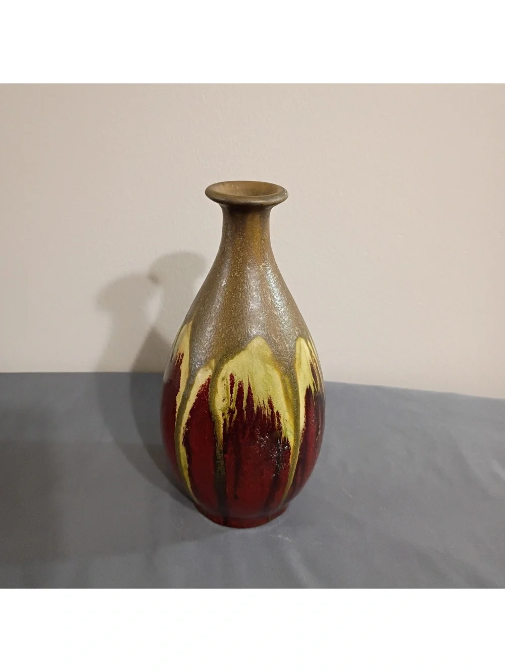Vintage Ceramic Vase with Drip Glaze Finish